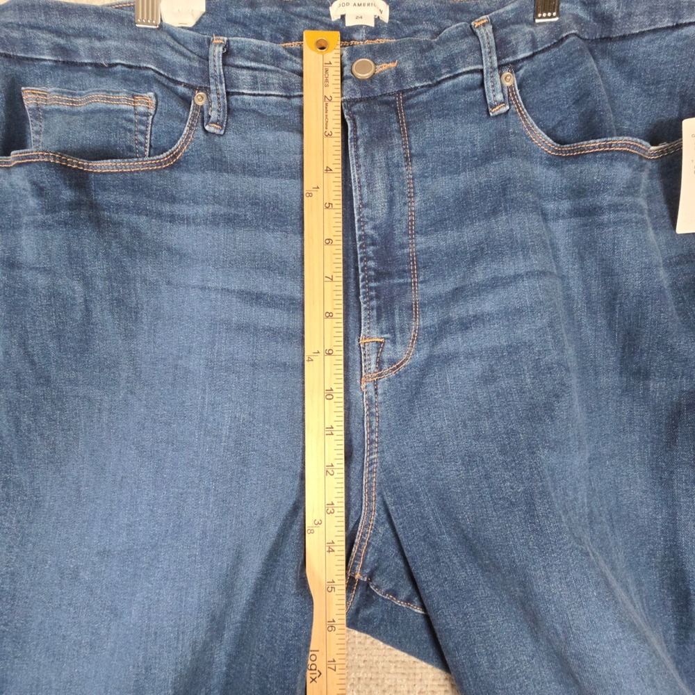 Good American Good Legs Straight Jeans Blue007 High Rise NWT Size 24 GLS873T - Picture 5 of 11